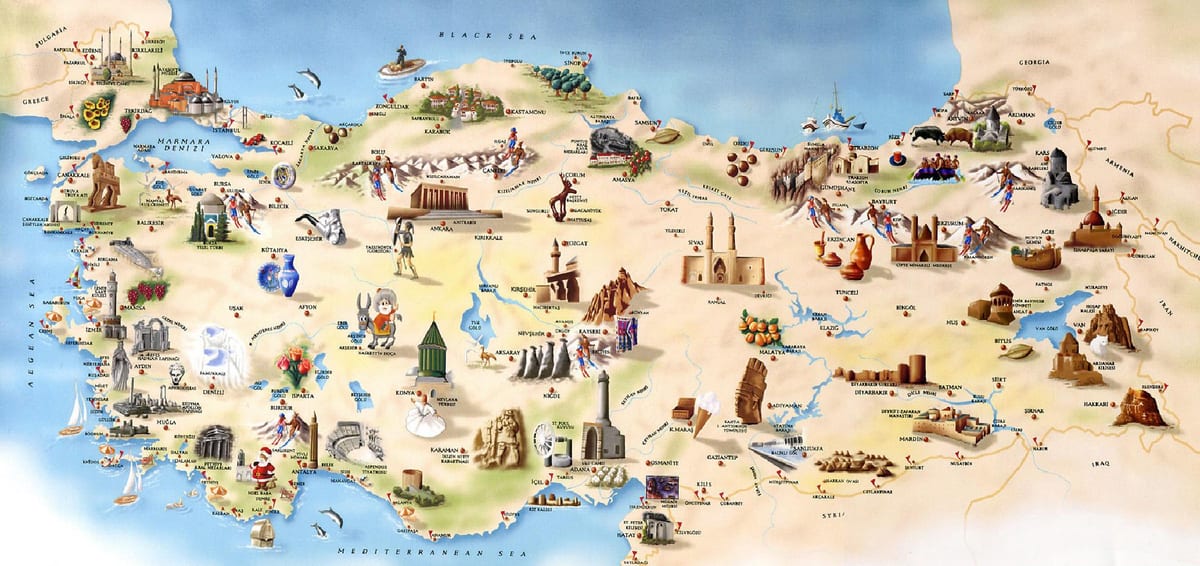 تركيا السياحية خريطة
