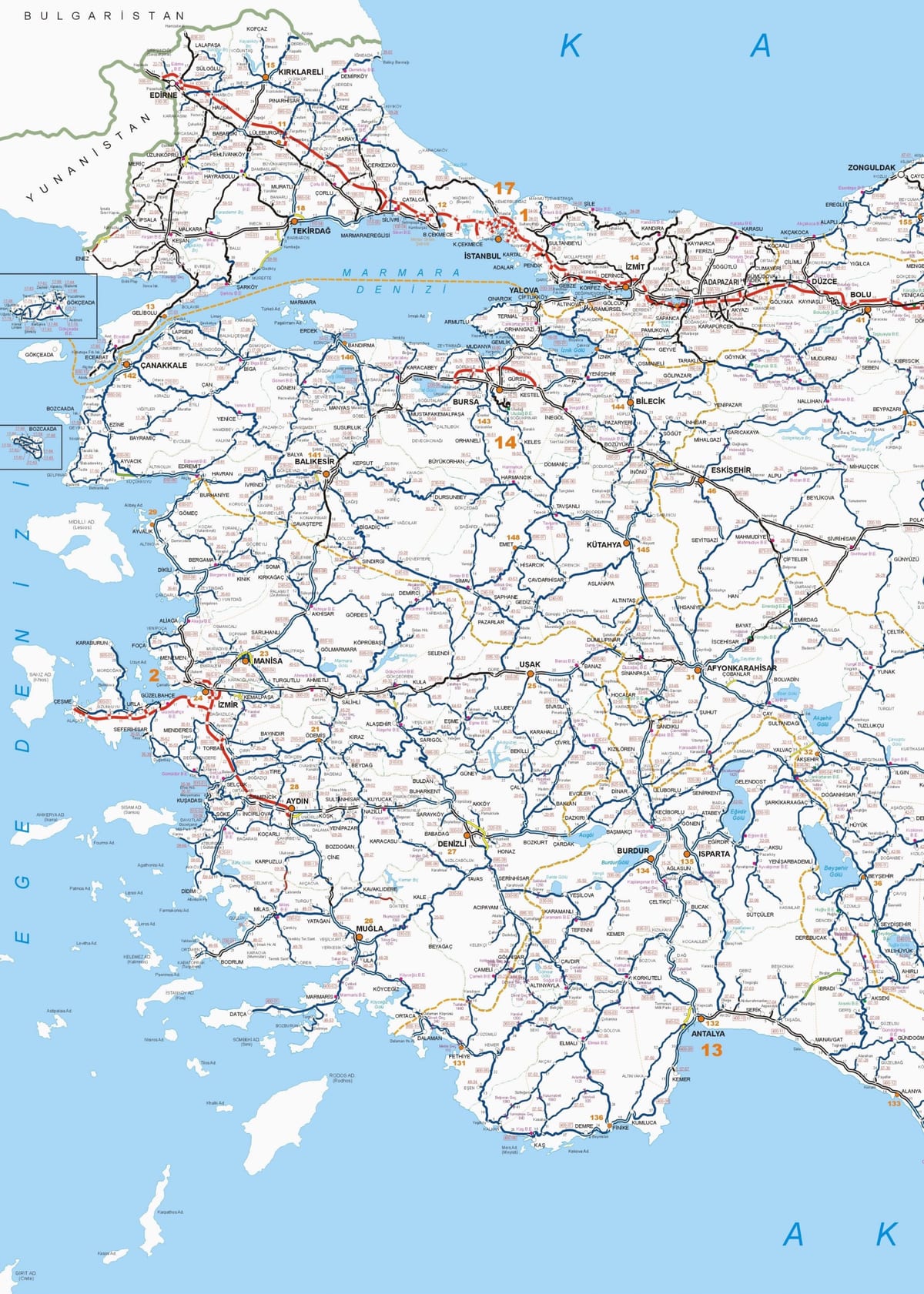 خريطة غرب تركيا