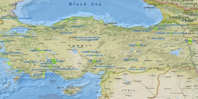 خريطة تركيا المتنزهات الوطنية