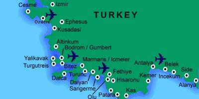 أفضل الشواطئ في تركيا خريطة